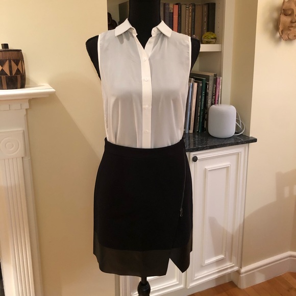 Club Monaco Faux Leather And Cloth Skirt - Picture 2 of 11